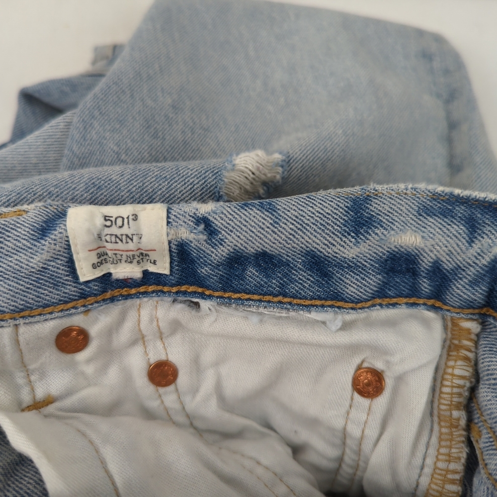 Levis 501 S Skinny Made and Crafted Patchwork Selvedge Jeans Big E - 34 - Picture 12 of 16
